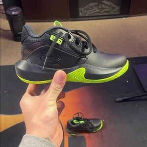 Under Armour Kids Black Sneakers with Neon Green Accents
